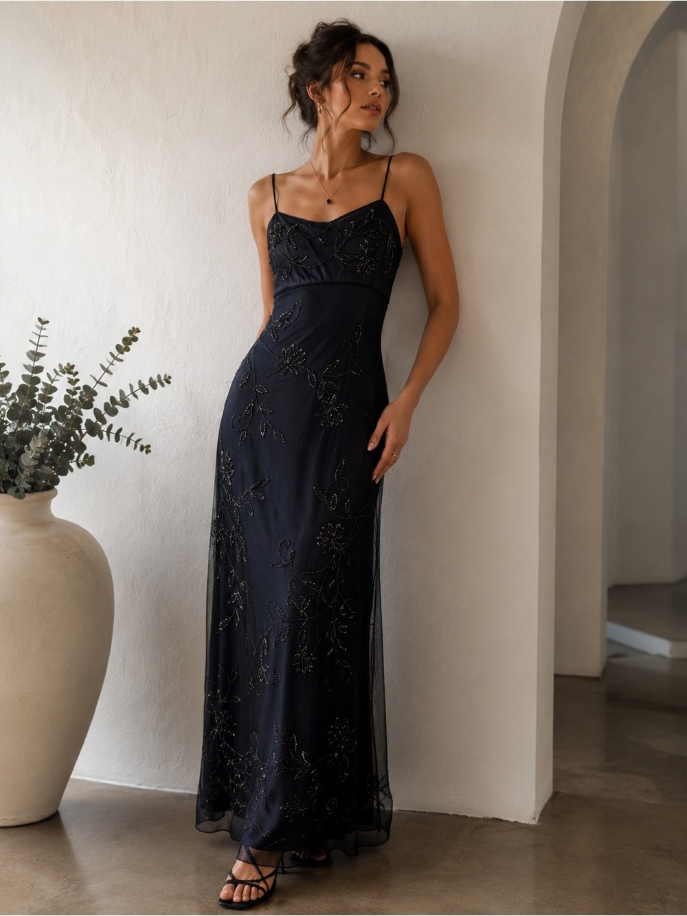 Vintage Y2K Beaded Mesh Maxi Dress NWT Goth Glam Prom Fairycore Formal
Sz M